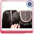 Kinky Straight Silk Lace Closure With Human Hair Weaves